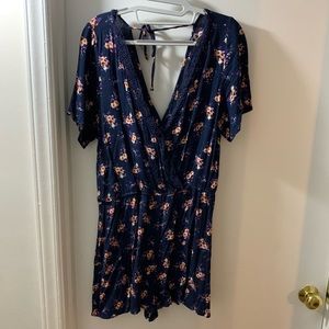 V-Neck Navy Floral Romper